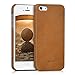 kalibri Case Compatible with Apple iPhone SE (1.Gen 2016) / iPhone 5 / iPhone 5S - Case Smooth Genuine Leather Hard Case Anti Slip Cover - Cognac