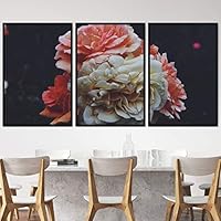3 Piece Framed Canvas Wall Art Assorted Blossoms Canvas Prints Home Artwork Decoration for Living Room,Bedroom - 16
