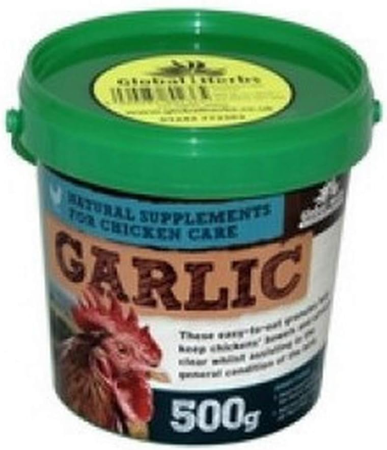 Global Herbs Chicken Garlic Granules for Poultry Digestive & Condition Support 500g, Clear, 500 g (Pack of 1)