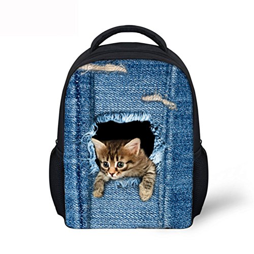 Cute 3D Animal Cat Printed Small Kids Backpack Kindergarten Baby School Book Bags