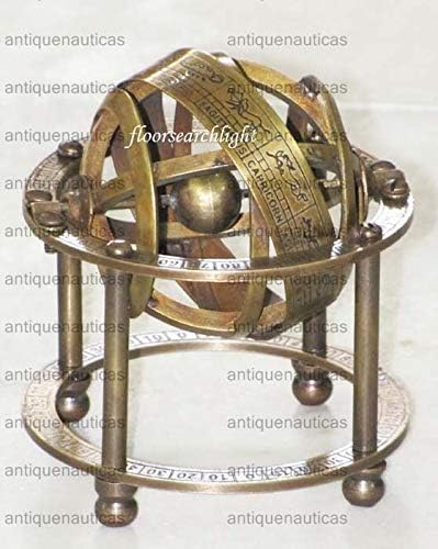antiquenauticas NAUTICAL COLLECTIBLE SOLID BRASS TABLE TOP ARMILLARY ZODIAC SPHERE GLOBE 3.5" Ht