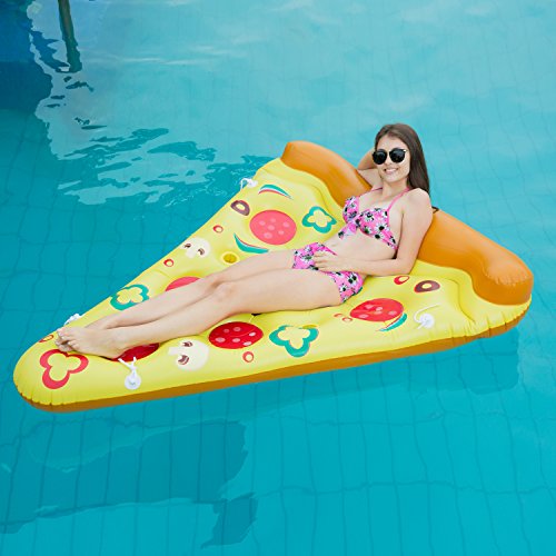 JOYIN Giant Inflatable Pizza Slice Pool Float, Fun Pool Floaties, Swim Party Toy, Summer Pool Raft (1 Pack), Extra Large with Cup Holders