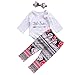 Baby Girls Sister Pants Set Little Big Sister Print Romper Top+Floral Pants+Headband 3pcs Outfits Set (A Litter Sister,0-6 Months)