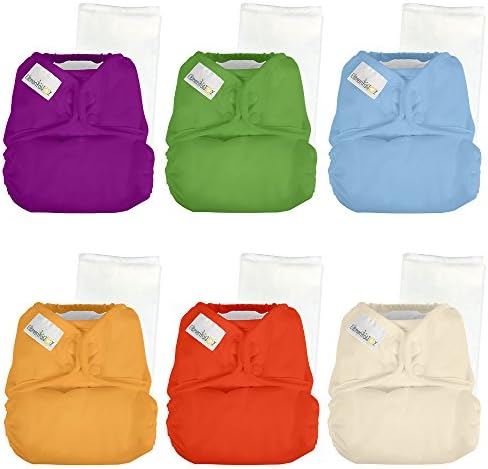 Elemental Joy Reusable One-Size Baby Cloth Diapers - 6 Pack with inserts - Fits Babies 8 to 35+ Pounds (Cheery Colors)