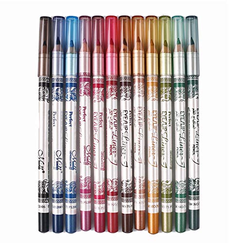 CINEEN 12 Colours Long Lenght Eye Liner Lip Liner Pencil Waterproof Eyebrow Cosmetic Pen Coloring Set Makeup Kit