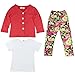 Jastore 3Pcs Baby Girls Flower Clothing Sets Coat+Shirt+Floral Pants (5T) Red