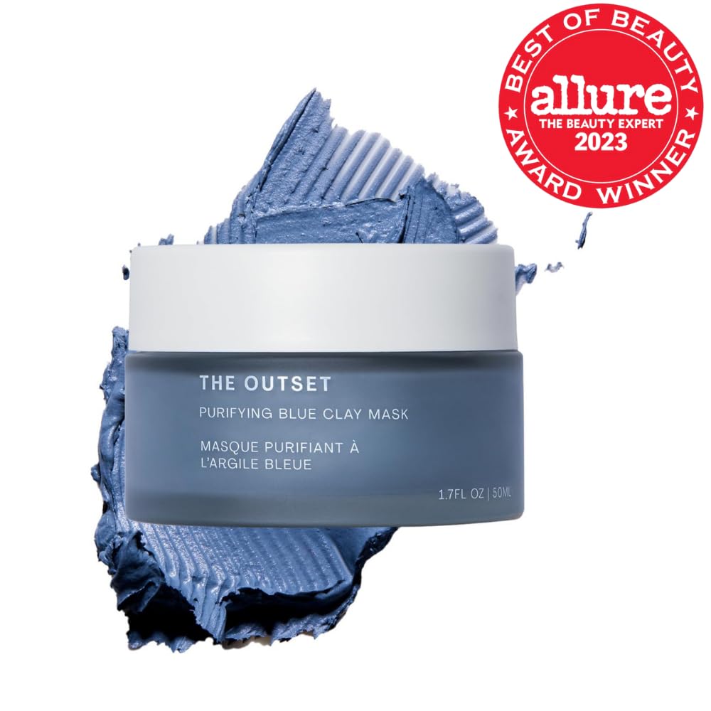 The Outset Purifying Blue Clay Mask - Gentle Fragrance Free Non-Drying Detox - Hydrating, Clarifying for Blackheads and Pores - Clean, Vegan, Gluten Free - All Skin Types, Sensitive Skin - 1.7 fl oz
