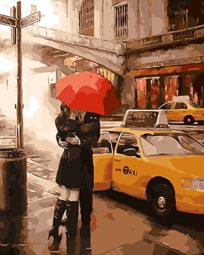 Arts Language Wooden Framed 16" x 20" Paint by Numbers Diy Painting -Love in Red umbrella 6