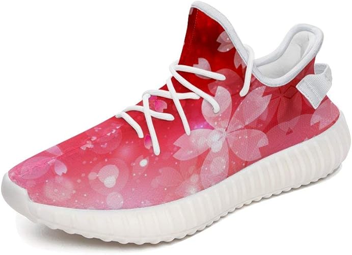 Amazon Cpqhd スニーカー レースアップシューズ ランニングシューズ スポーツシューズ 靴 カジュアルシューズ レディース メンズ 四季 メッシュ裏地 桜 サクラ 和柄 4 フライングウィービング スニーカー