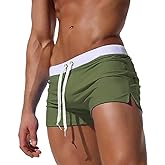 TONLEN Mens Swimwear Short Swim Trunks with Zipper Pocket