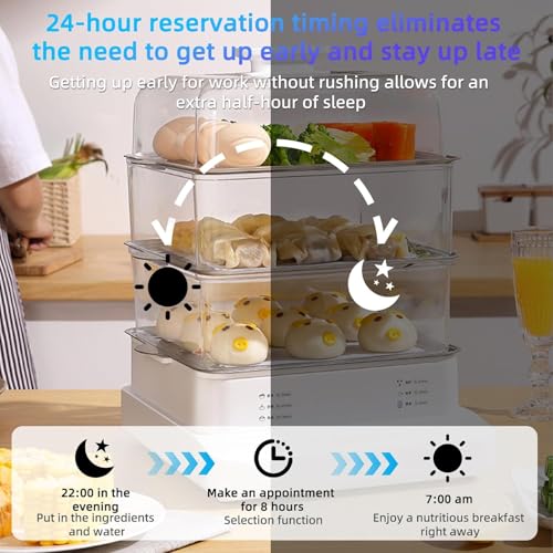 Electric Three-tier Steamer Made From Commercial-grade Stainless Steel a Large-capacity Breakfast Machine With a Timer Function Suitable for Home Use Restaurants and Banquets