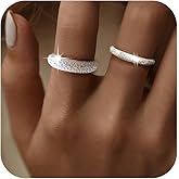 IPEPPY Sparkling 925 Sterling Silver 3-5mm Chunky Dome Rings for Women Bling Shiny Puffy Dome thumb Statement Ring Stackable Wedding Bands Ring Birthday Jewelry Gifts for Mom Daughter