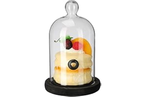 STOBAZA 1 Set Glass Hood Cocktails Infuser Accessory Smoking Dome Cake Cover Dome Cover Cloche Wooden