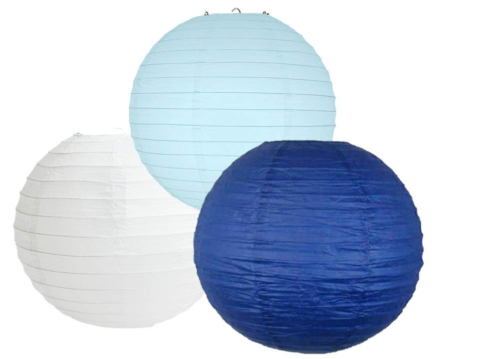 Paper Lanterns Mix Color Packs of 3 Round Paper Lanterns Lampshade Party Decorations (Royal Blue Shade, 10" (25 Cm))