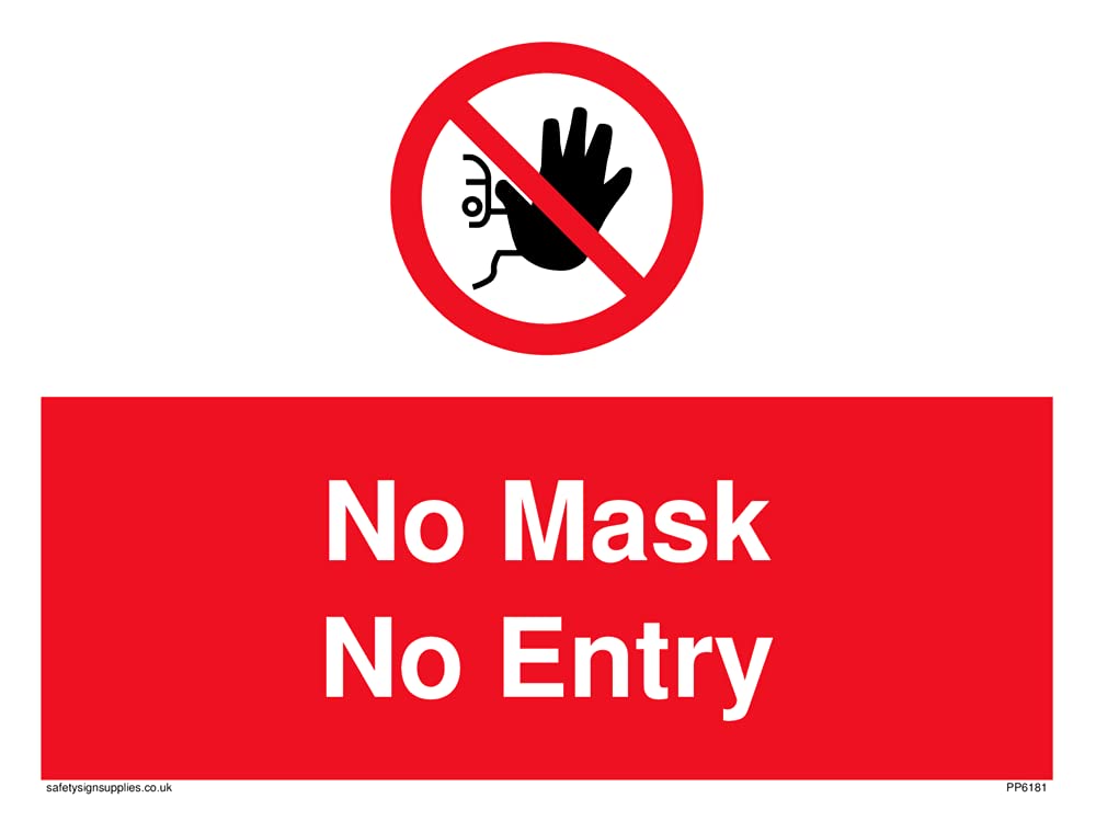 Pack of five - No Mask No Entry Sign - 200x150mm - A5L