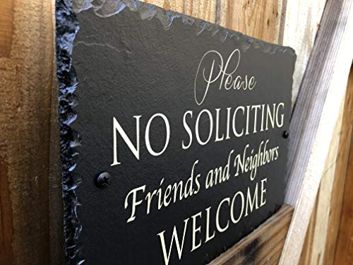 Sassy Squirrel No Soliciting Sign for House - Slate House Sign - No Solicitation - Keep Solicitors Away with This Outdoor Plaque Available 2 Sizes 12"x8" and 16"x10"