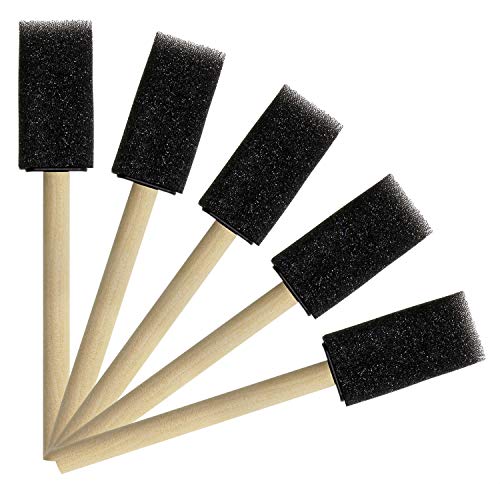Tupalizy 1 Inch Sponge Brushes for Kids Painting DIY Crafts Foam Paint Brush with Wooden Handles for Staining Stencils Art Project Decoupage Acrylics Varnishes Enamel Wood Smooth Surface (5PCS)