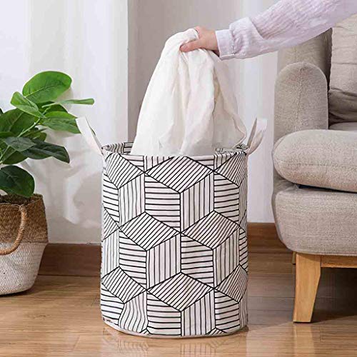 Louyue Round Canvas Toy Storage Bins Basket with Handle Collapsible Toy Organizer for Nursery Storage, Kid\'s Toy & Laundry, Gift Baskets (60 x 45 x 45cm)