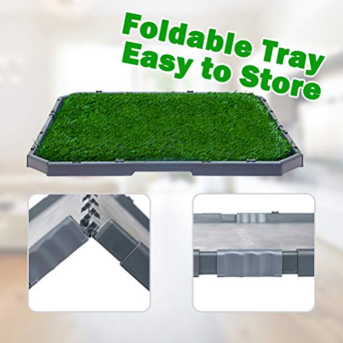 BINGPET Dog Grass Training Potty Pad, with Foldable Tray and Washable