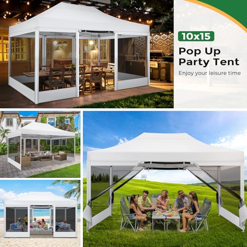 COBIZI 10x15 Pop Up Canopy with Mosquito Net Walls, Heavy Duty Waterproof Outdoor Party Tent image 27