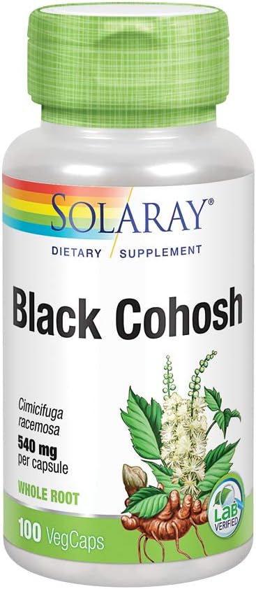 Solaray Black Cohosh 540 mg | Womens Health & Menopause Support Supplement | Whole Root | Non-GMO, Vegan & Lab Verified | 100 VegCaps: Health & Personal Care