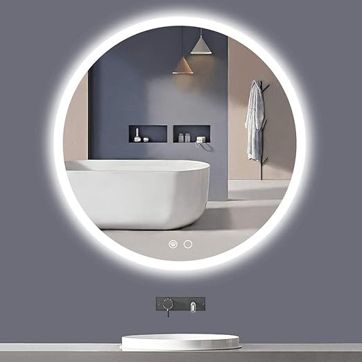 Amazon Com Keonjinn Led Round Mirror 36 Inch Bathroom Vanity Mirror Circle Dimmable Wall Mounted Mirror Anti Fog Makeup Mirror With Lights Kitchen Dining