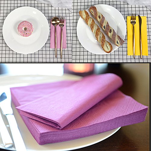 UPlama 5 colors 100Pcs Beverage Paper Napkins,2-Ply Paper Luncheon Napkins,12.8"12.8"Unfolded