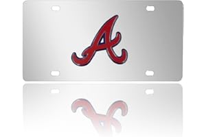 ZIAJKA 1 Pack Aluminum Alloy for Braves License Plate with 3D Emblem（4 Holes）