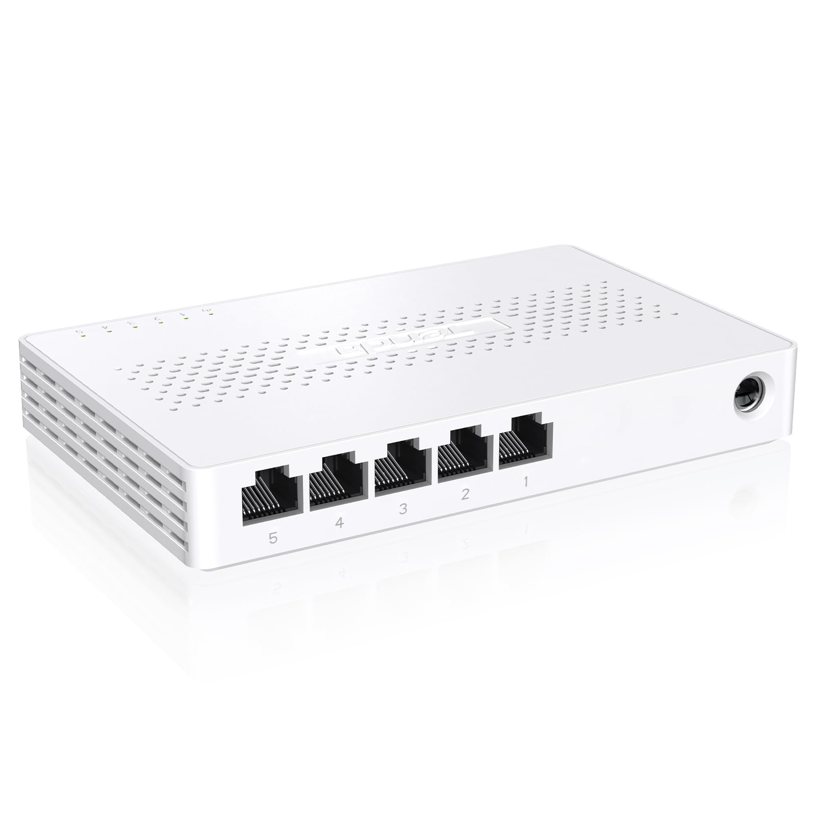 Tenda SE105 Switch 2.5Gbit, 5-Port Netzwerk Switch 2.5 Gbit LAN Switch (Plug-and-Play LAN Verteiler, Unmanaged, Lüfterlos, Ideal für 2,5G NAS, Server, WiFi 6/7 AP, Gaming-PC)