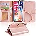 Arae Compatible with iPhone X/Xs, Premium PU Leather Wallet Case Wrist Straps Flip Folio Kickstand Credit Card Pockets Compatible with iPhone X (2017) / Xs (2018) 5.8 inch Rose Gold