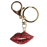 Bolbove Sexy Red Lip Shape Sparkling Charm Blingbling Keychain Crystal Rhinestone Pendant