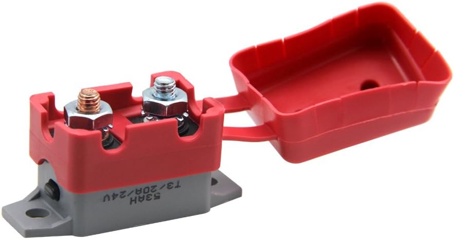 ZOOKOTO 12-24V 20 Amp ATV Resettable Circuit Breaker Fuse Holder with Plastic Cover 20A