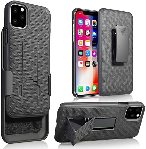 Moona iPhone 11 Pro Case with Belt Clip Holster, Shell Holster Combo Case for Apple iPhone 11 Pro 5.8 Inches with Kickstand 2 Year Warranty - iPhone Pro 11 Belt Clip Case Thin Holster