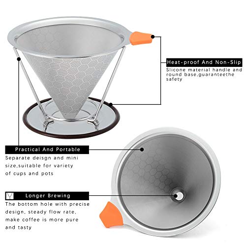 Stainless Steel Coffee Filter Pour Over, Houson Cone