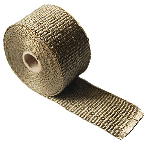 LEDAUT Heat Shield Insulation with Ties for Pipe 16' Roll Titanium Motorcycle Exhaust Tape Thermal Protection