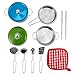Liberty Imports Kids Play Kitchen Toys Pretend Cooking Multicolored Stainless Steel Pots and Pans Metal Kitchen Set with Utensils (13 Pieces)