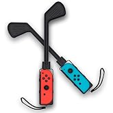 Golf Culb for Nintendo Switch Joy-Con Controller, Sports Game Accessories for Mario Golf-Super Rush（2 Pack） (Black, Nintendo Switch 1)