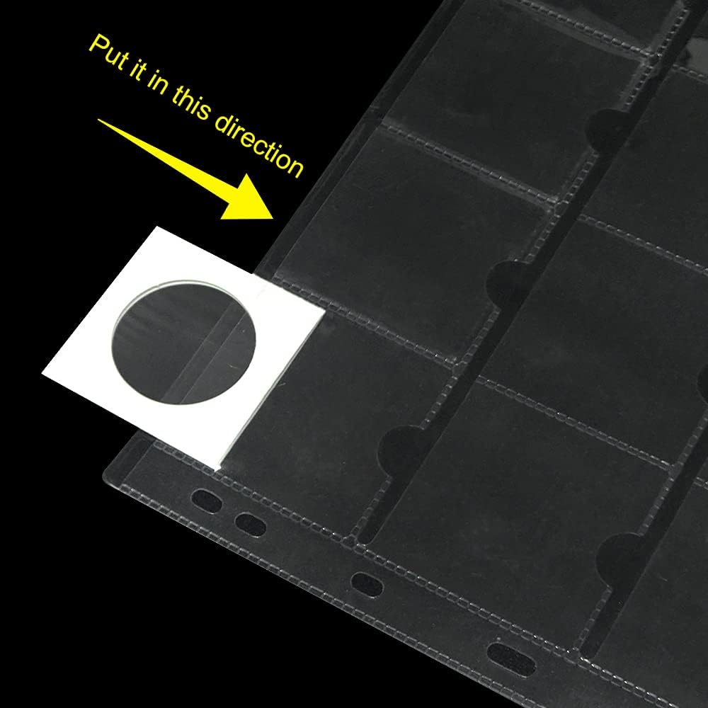 15 Sheets 300 Pocket Plastic Coin Pocket Pages Standard 9-Hole Coin Pocket Inserts Collecting Sleeves for 2 x 2" Coin Flips Cardboard Collection Storage, 2.05 x 2.05", 20 Pockets/Sheet : Office Products