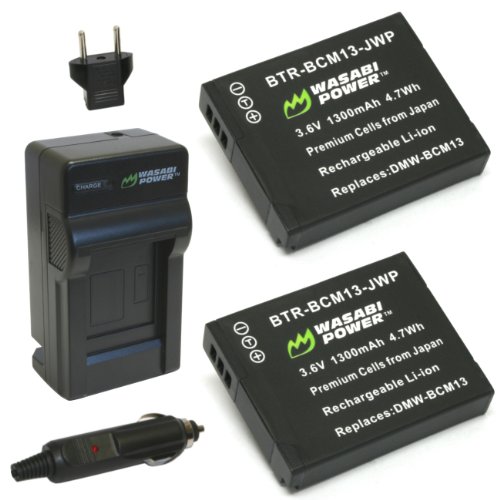 Wasabi Power Battery (2-Pack) and Charger for Panasonic DMW-BCM13, DMW-BCM13PP and Panasonic Lumix DMC-FT5, DMC-LZ40, DMC-TS5, DMC-TS6, DMC-TZ37, DMC-TZ40, DMC-TZ41, DMC-TZ55, DMC-TZ60, DMC-ZS27, DMC-ZS30, DMC-ZS35, DMC-ZS40, DMC-ZS45, DMC-ZS50
