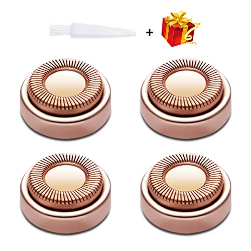 Replacement Heads for Facial Hair Remover, 18K Rose Gold Hair Remover Replacement Heads fit Electric Facial Hair Remover for Face, Leg, Armpit, Back, etc, 5 Count (1 Cleaning Brush)