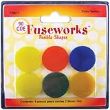 Fuseworks Variety Color Fusible Glass Shapes, 1-Inch Round Disks, Assorted Colors, 6-Pack