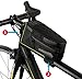 Roswheel Attack Series 121370 Waterproof Bike Front Frame Bag Bicycle Tube Top Pannier Cycling Accessories Pack with Phone Holder, Black