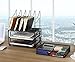 EasyPAG Mesh Desk Organizer with Double Trays Sliding Drawer and 5 Upright File Holder,Black