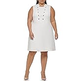 Tommy Hilfiger Women's Plus Size Mock Collar Sleeveless Dress