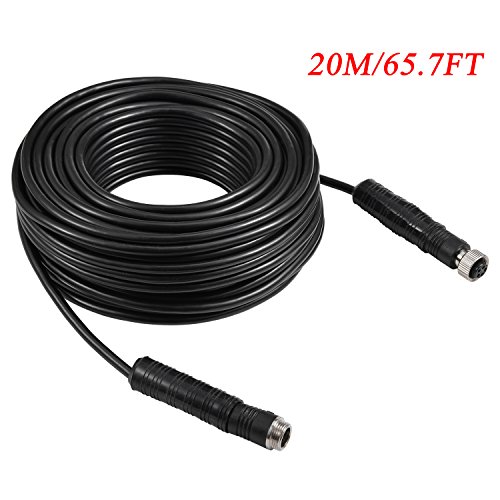 Backup Camera Cable 4PIN Video Power Aviation Extension Wire for Vehicle Car Camper Bus Van Truck Motorhome Trailer RV Reverse Rearview Parking Monitor CCTV System Waterproof Shock Proof 20m 65.7ft