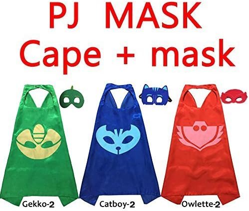 PJ Bedtime Superheros Capes and Masks for pretend playtime - 1 set of 3 by Parties and Fun