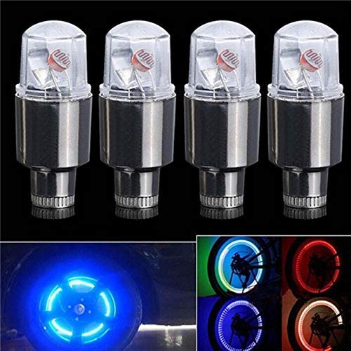 Meethome 4 PCS LED Wheel Lights - Car Bike Wheel Tire Tyre Valve Dust Cap, Motion Activated, Spoke Flash Lights Car Valve Stems & Caps Accessories, Safety, Waterproof