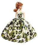 Peregrine Green Print Silk Prom Dress for 11.5 inches Dolls