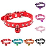 Doggy Collar,Haoricu Dog Pet Puppy Cat Bling Crystal With Small Bell Necklace