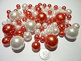 80 Jumbo & Assorted Sizes Orange Pearls and White Pearls - Value Pack Vase Fillers - NOT INCLUDING the Transparent Water Gels for Floating the Pearls (Sold Separately)